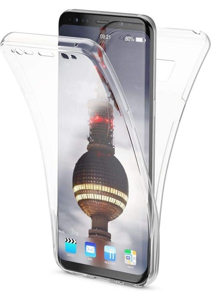 Samsung Galaxy S8 Plus 360 Derece Kılıf Şeffaf Silikon Ön + Arka