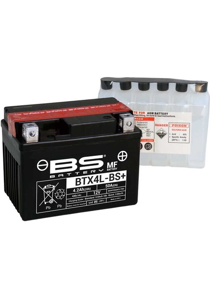 Bs Akü BTX4L-BS+ Motosiklet Aküsü