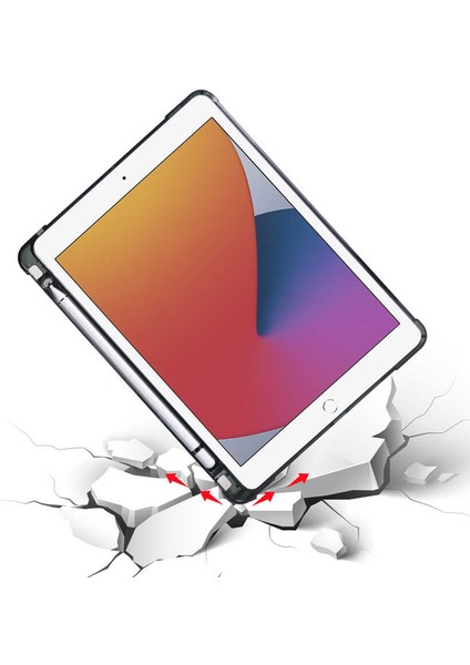 Apple iPad 9.7 2017 Kılıf Tri Folding Smart With Pen Standlı Kalem Bölmeli Kapaklı Kılıf