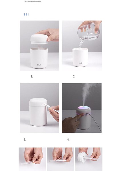 USB Powered Serin Sis Nemlendirici Hava Spreyi Aroma Yağı Difüzör Beyaz