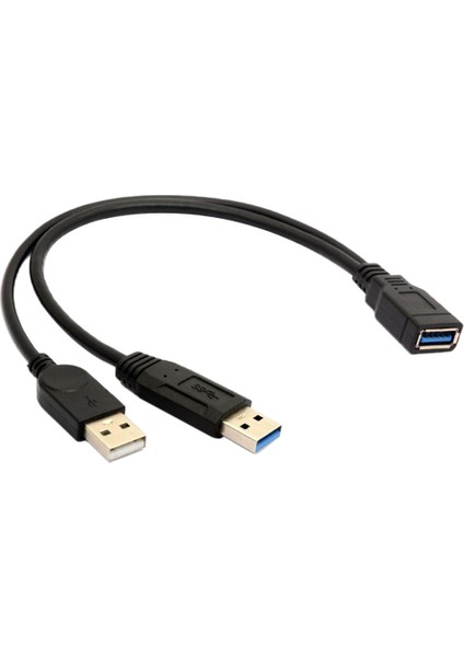 USB 3.0 Kadın Için 2 USB Erkek Uzatma Veri Kablosu Y Splitter, 1 Adet