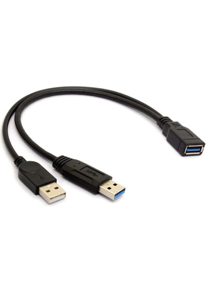 USB 3.0 Kadın Için 2 USB Erkek Uzatma Veri Kablosu Y Splitter, 1 Adet