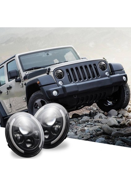 7 Inç Yuvarlak Farlar 200W Amber Dönüş Sinyal Işıkları Wrangler Için - Ay Hilal Ay fiyatları