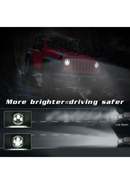 7 Inç Yuvarlak Farlar 200W Amber Dönüş Sinyal Işıkları Wrangler Için - Ay Hilal Ay modelleri