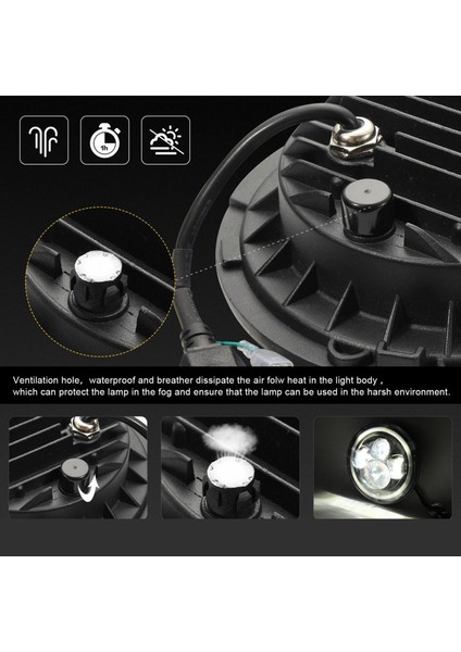 7 Inç Yuvarlak Farlar 200W Amber Dönüş Sinyal Işıkları Wrangler Için - Ay Hilal Ay indirimleri