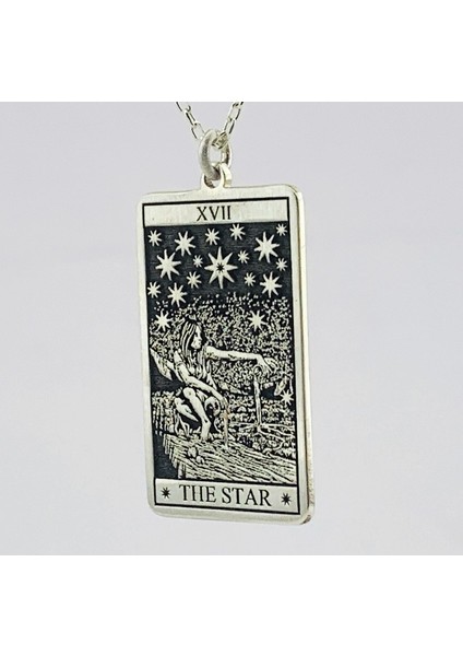 Gümüş Yıldız Tarot Kartı Plaka Kolye (BG-KLY-760) fiyatları