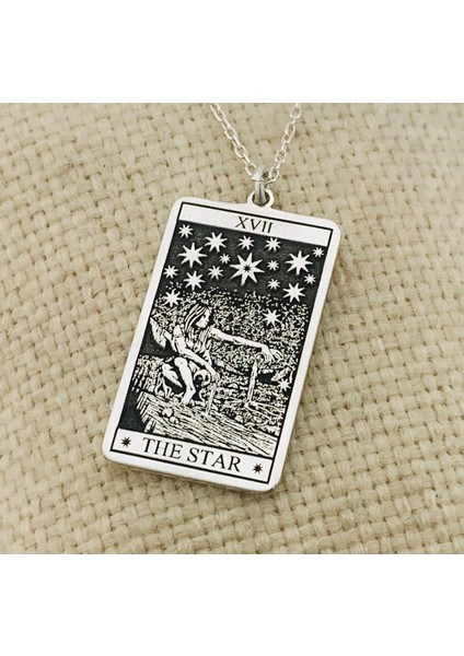 Gümüş Yıldız Tarot Kartı Plaka Kolye (BG-KLY-760) modelleri