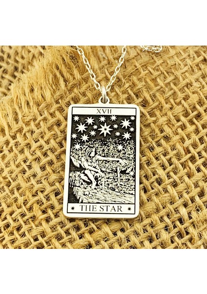 Gümüş Yıldız Tarot Kartı Plaka Kolye (BG-KLY-760) indirimleri