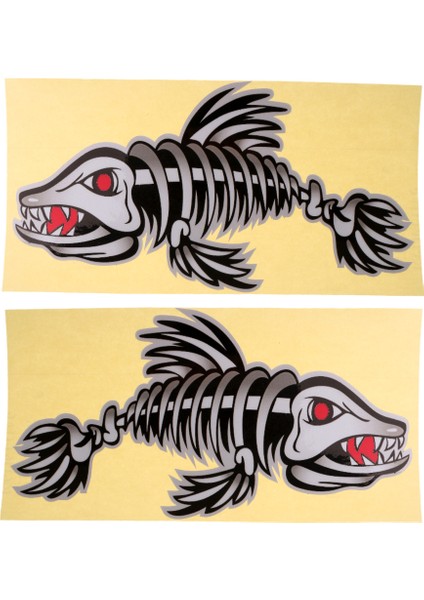 2 Parça Kendinden Yapışkanlı Iskelet Balık Kemik Çıkartmaları Kayak Kano Balıkçı Teknesi Araba Tampon Pencere Çıkartmaları Grafik Büyük / Orta / Küçük - Büyük, 295X168MM