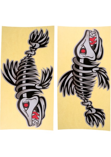 2 Parça Kendinden Yapışkanlı Iskelet Balık Kemik Çıkartmaları Kayak Kano Balıkçı Teknesi Araba Tampon Pencere Çıkartmaları Grafik Büyük / Orta / Küçük - Büyük, 295X168MM