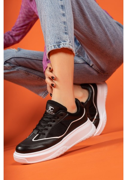 Siyah Beyaz Kadın Sneaker 0012153