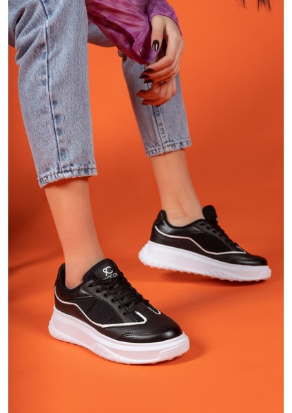 Siyah Beyaz Kadın Sneaker 0012153 modelleri