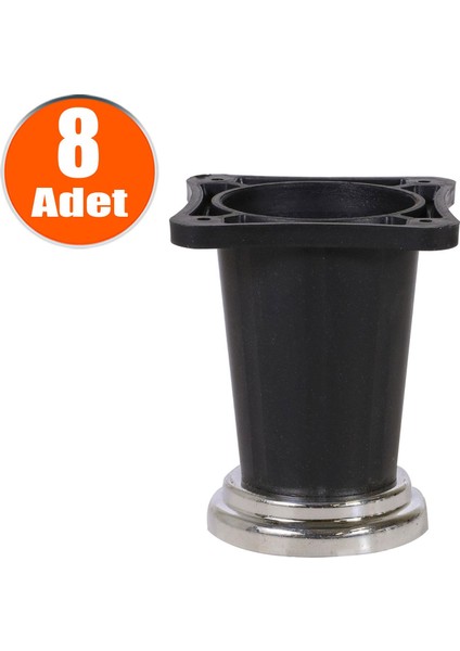 Yıldız Ayarlanabilir Dolap Mobilya Tezgah Koltuk Kanepe Puf Tezgah Ayağı Ayakları Siyah Krom 10 cm (8 Adet)