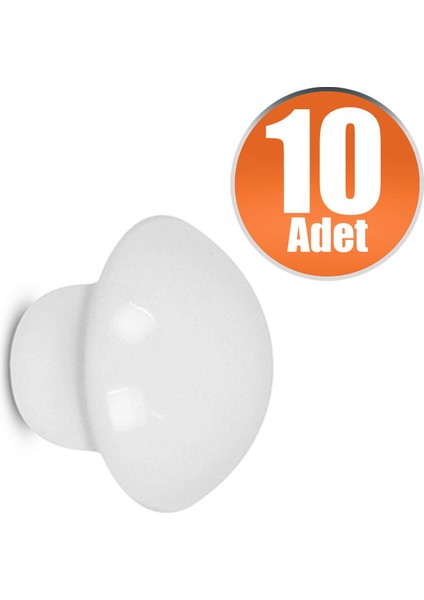 Mantar Düğme Kulp Çekmece Dolap Kapak Kulpu Kulbu Beyaz Tek Vidalı Metal Kulpları (10 ADET)