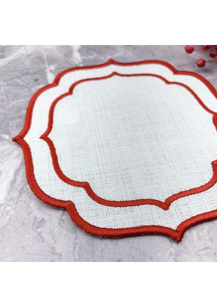 Kırmızı Renkli Çift Sargı Nakışlı Kokteyl Peçetesi fiyatları