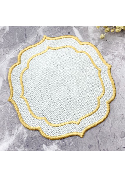 Gold Altın Renkli Çift Sargı Nakışlı Kokteyl Peçetesi