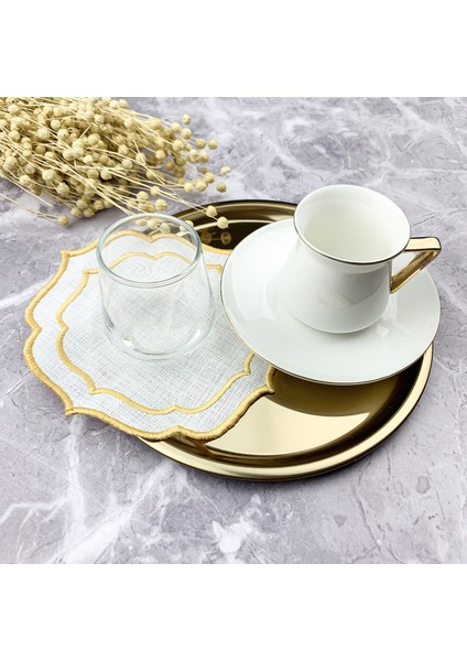 Gold Altın Renkli Çift Sargı Nakışlı Kokteyl Peçetesi fiyatları