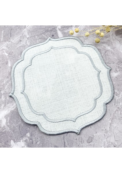 Gümüş Gri Renkli Çift Sargı Nakışlı Kokteyl Peçetesi