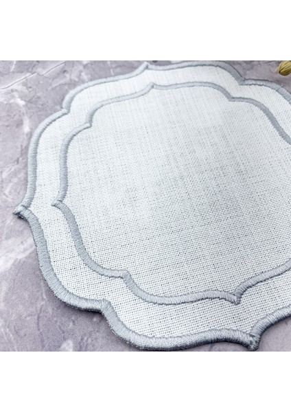 Gümüş Gri Renkli Çift Sargı Nakışlı Kokteyl Peçetesi fiyatları