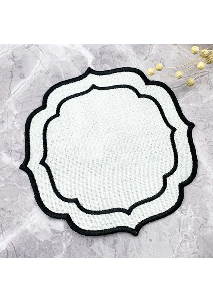 Siyah Renkli Çift Sargı Nakışlı Kokteyl Peçetesi