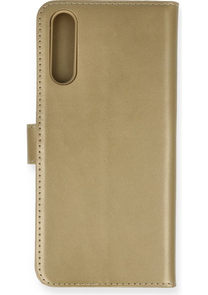Huawei Y8P Kılıf Kapaklı Cüzdan Standlı Deri - Gold