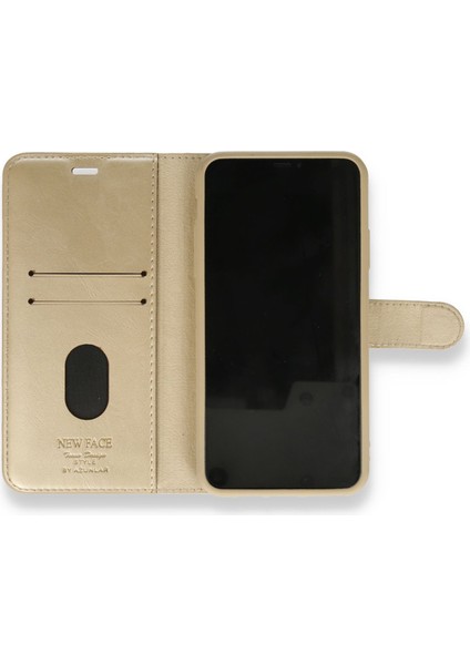 iPhone 11 Kılıf Kapaklı Cüzdan Standlı Deri - Gold
