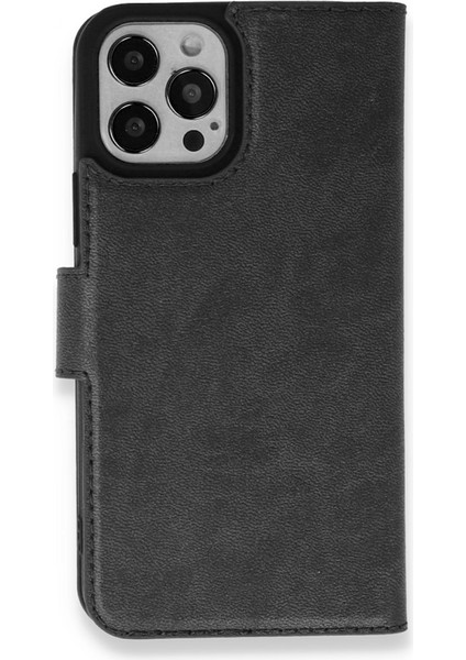 iPhone 12 Pro Kılıf Kapaklı Cüzdan Standlı Deri - Siyah