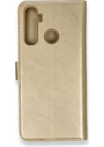 Realme 6i Kılıf Kapaklı Cüzdan Standlı Deri - Gold