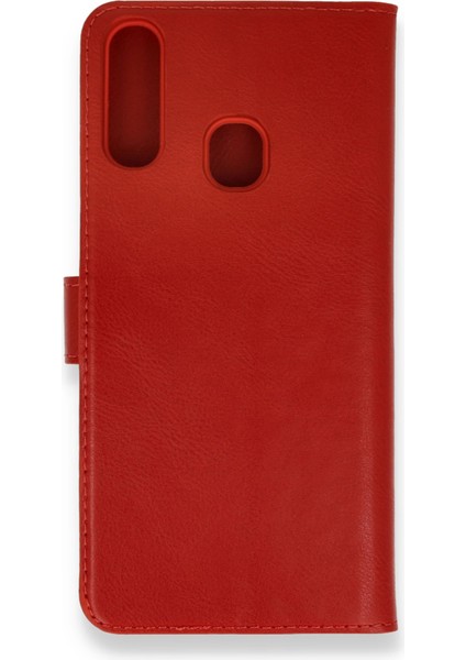 Samsung Galaxy A20S Kılıf Kapaklı Cüzdan Standlı Deri - Kırmızı