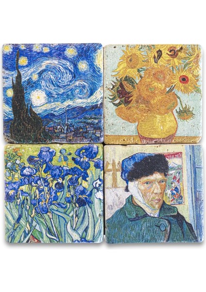 Van Gogh Eserleri 4'lü Magnet Seti 5x5 cm