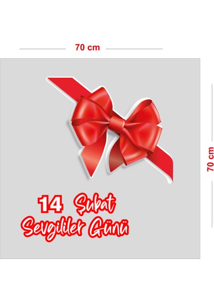 Köşe Kurdela 14 Şubat Sevgililer Günü Cam Vitrin Oda Stickerı 70CM fiyatları