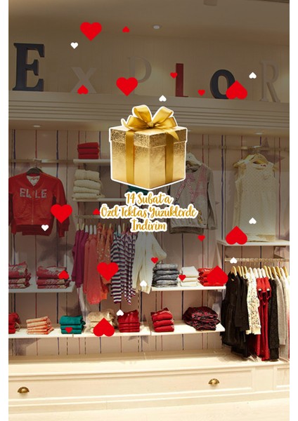 Kuyumculara Özel 14 Şubat’a Özel Tektaş Yüzüklerde Indirim Cam Vitrin Oda Stickerı 70CM