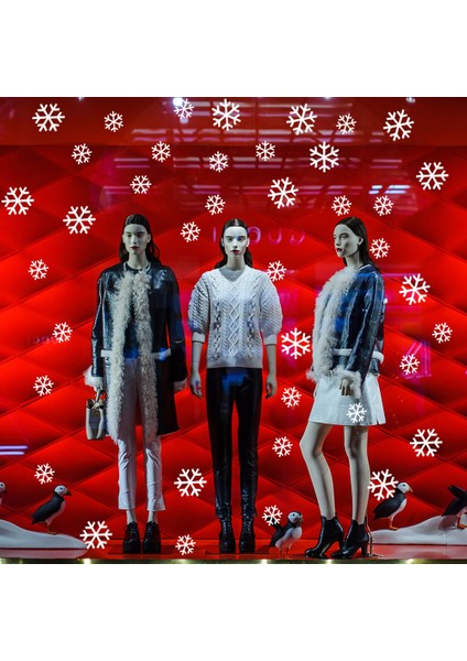 40 Adet Küçük Büyük Kar Taneleri Yılbaşı Vitrin Sticker