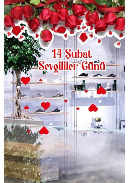 Alta Bakan Güller Sevgililer Günü Cam Vitrin Oda Stickerı 70CM