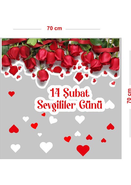 Alta Bakan Güller Sevgililer Günü Cam Vitrin Oda Stickerı 70CM fiyatları