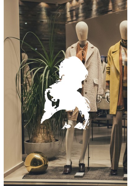 Birbirine Sarılmış Kız Erkek Sevgililer Sticker Etiket 60CM - Beyaz