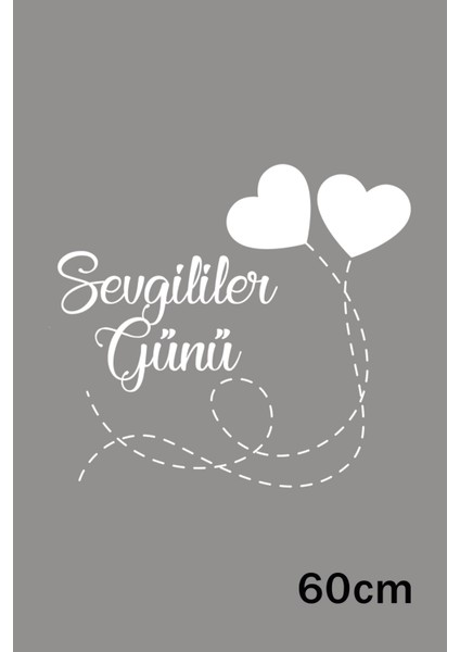Sevgililer Günü Yazısı Ipe Bağlı Kalpler Sticker 60CM - Beyaz fiyatları