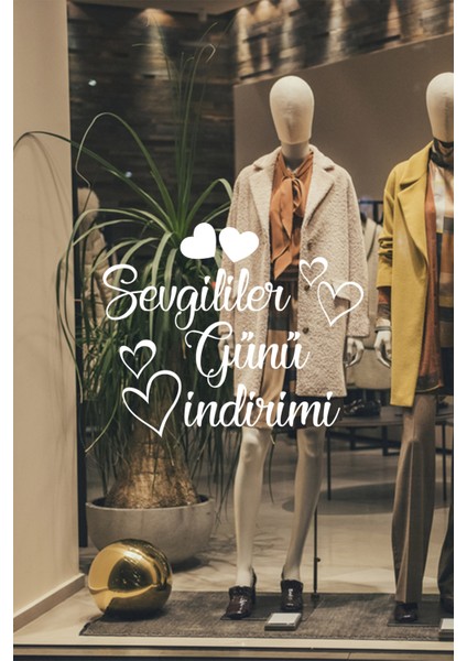 Sevgililer Günü Indirimi Yazısı Sticker 60CM - Beyaz