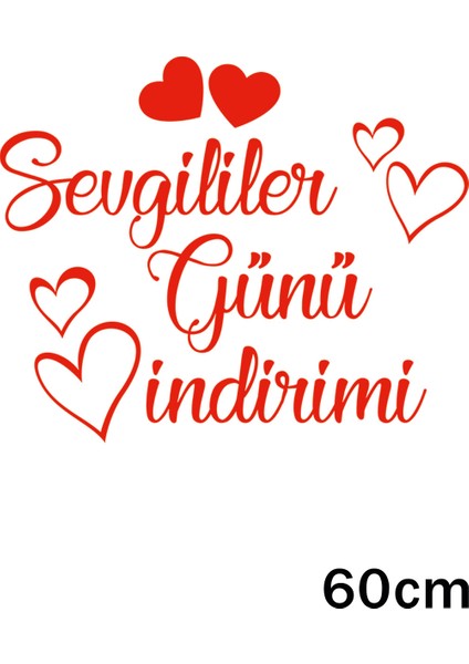 Sevgililer Günü Indirimi Yazısı Sticker 60CM - Kırmızı