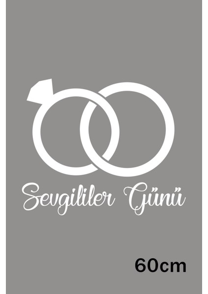 Sevgililer Günü Birbirine Geçmiş Alyans Sticker 60CM - Beyaz fiyatları