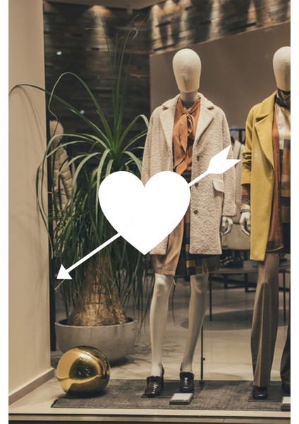 Sevgililer Günü Ok ve Kalp Sticker 60CM - Beyaz