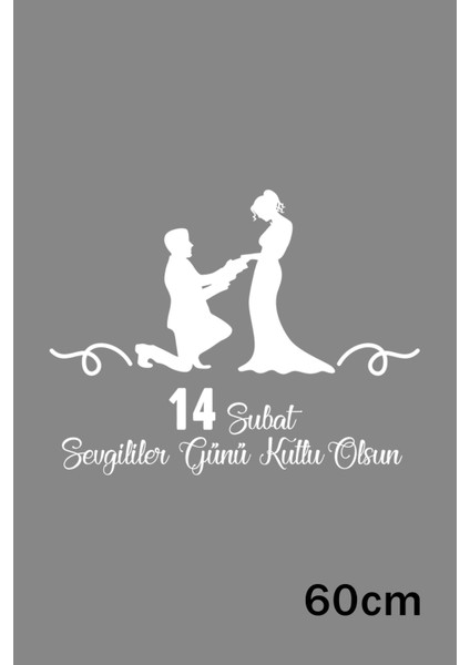 14 Şubat Sevgililer Günü Indirimi Sticker Yapıştırma 60CM - Beyaz