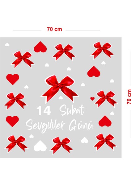 50 Adet Kalp 14 Şubat Sevgililer Günü Için Cam Vitrin Oda Süsleme Stickerı 70 cm fiyatları