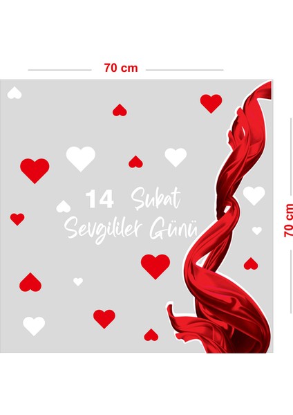 Halka Şeklinde Kurdela Sevgililer Gününe Özel Indirimler Için Vitrin Oda Süsleme Stickerı 70 cm