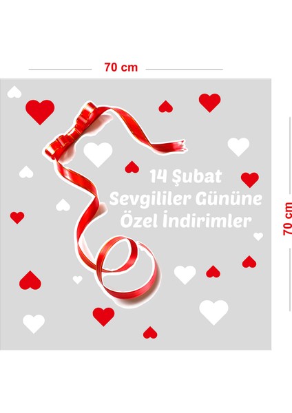 Hediye Kutusu 14 Şubat Sevgililer Gününe Özel Hediyeler Vitrin Süsleme Stickerı 70 cm