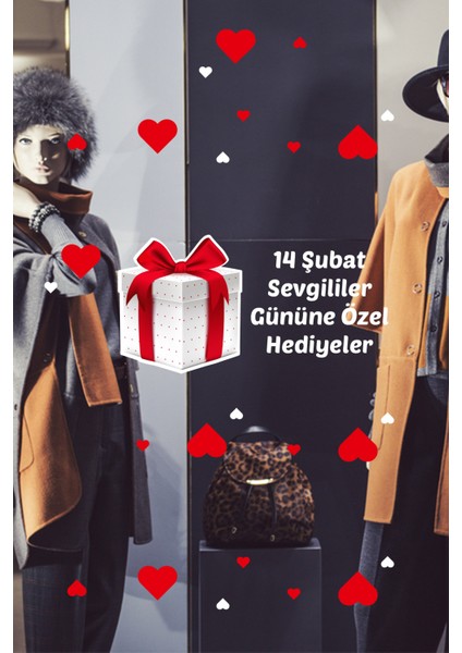 Kalp Kutusu 14 Şubat Sevgililer Gününe Özel Sürpriz Hediyeler Vitrin Dükkan Cam Stickerı 70 cm