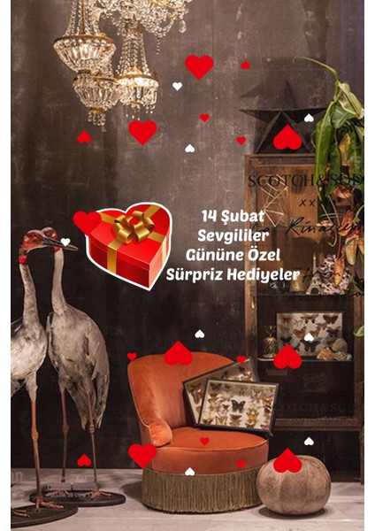 Kurdela 14 Şubat Sevgililer Gününe Özel Vitrin Sticker 70 cm
