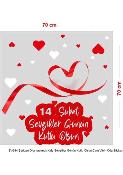 Aşk Tanrısı ve Kalpler 14 Şubat Sevgililer Günü Love Cam Vitrin Oda Stickerı 70 cm