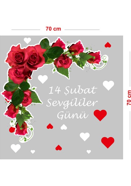 Birbirine Sarılan Sevgililer, Sevgililer Günü Cam Vitrin Oda Sticker 70 cm