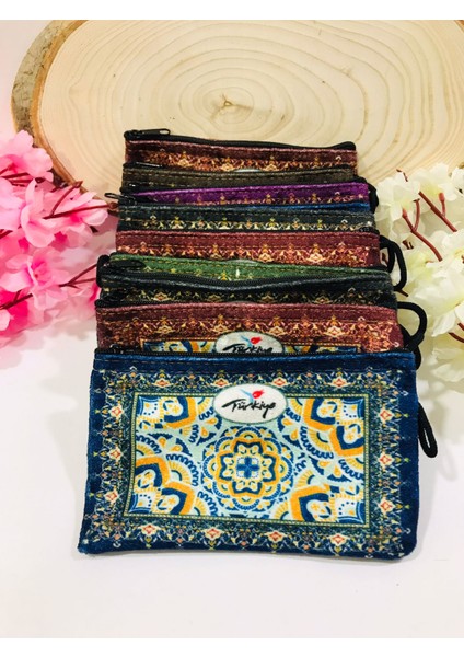 Bez Cüzdan 10adet Kadife Kilim Desenli Hediyelik Cüzdan 9*14cm Bozuk Para Cüzdanı Bez Küçük Cüzdan